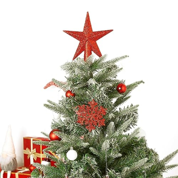 HAUSPROFI 130er Set Weihnachtskugeln Kunststoff mit Baumspitze Stern Weihnachtsbaumschmuck Christbaumschmuck Set mit Aufhängen Christbaumkugeln Bunt Mehrweg Weihnachtsdeko - 5