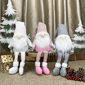 KAHEIGN 3Pcs Weihnachtswichtel Schwedische Weihnachten Deko Wichtel, Weihnachtsdeko Wichtel Figuren Skandinavische Weihnachtselfe Elfenfiguren für Familie Weihnachten Dekoration - 4