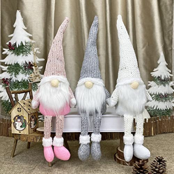 KAHEIGN 3Pcs Weihnachtswichtel Schwedische Weihnachten Deko Wichtel, Weihnachtsdeko Wichtel Figuren Skandinavische Weihnachtselfe Elfenfiguren für Familie Weihnachten Dekoration - 7