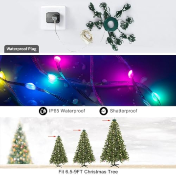 LED Lichterkette Weihnachtsbaum Strip mit App, Weihnachtsbaumschmuck Weihnachtsbeleuchtung Led Streifen Lichterketten Band Christbaumbeleuchtung Drinnen Außen Licht Leiste Weihnachten Dekoration - 6