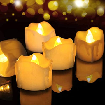 LED Teelichter,12er Set LED Teelichter mit Timer Flammenlose LED Kerzen Batteriebetriebener, echte Flammeneffekt, flackernde LED Tee Lichter,6 Stunden an und 18 Stunden aus für Weihnachten,Party - 1