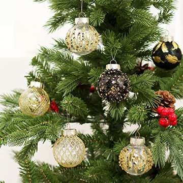LIBOOI 25 Stück Weihnachtsbaumkugeln zum Aufhängen für Zuhause, Party, Weihnachten, Hochzeitsdekoration, Frohe Weihnachtsbaumschmuck, 60 mm hängende Weihnachtskugeln, Schwarz - 2