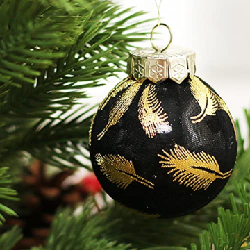 LIBOOI 25 Stück Weihnachtsbaumkugeln zum Aufhängen für Zuhause, Party, Weihnachten, Hochzeitsdekoration, Frohe Weihnachtsbaumschmuck, 60 mm hängende Weihnachtskugeln, Schwarz - 5