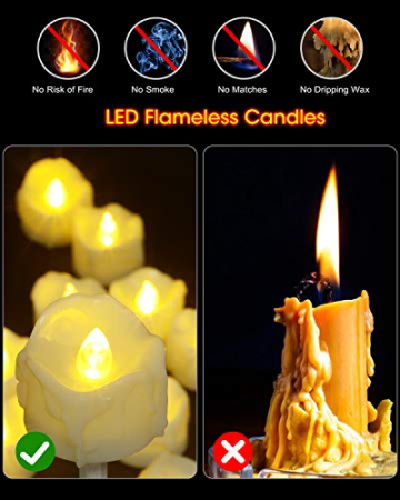 PChero LED Kerzen mit Timer, 12 Stück Flackernde flammenlose Teelichter batteriebetriebene elektrische Kerzenlichter für Zuhause Hochzeit Datum Dekoration – Warmweiß - 2
