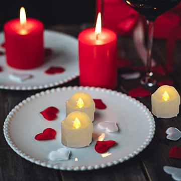 PChero LED Kerzen mit Timer, 12 Stück Flackernde flammenlose Teelichter batteriebetriebene elektrische Kerzenlichter für Zuhause Hochzeit Datum Dekoration – Warmweiß - 6