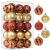 Shareconn 30ct 2.36 Zoll Weihnachtskugeln Ornamente, bruchsichere Kugeln Ornamente für Weihnachtsbaum, farbige Dekoration Kugeln für Weihnachtsfeier, Baumschmuck Haken enthalten (Rot & Gold, 60mm) - 1