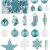 SOLEDI® 128er Set Premium Weihnachtskugeln Kunststoff Blau Weiß mit Baumspitze Stern - Robuste und Sichere Christbaumschmuck Set mit Aufhängen - Christbaumkugeln Bunt, Mehrweg Weihnachtsdeko - 1