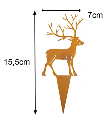 Storm's Gartenzaubereien Gartenstecker Hirsch mit Tannen 4er Set - Weihnachtsdeko in Rostoptik zum Stecken - 5