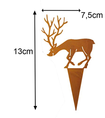 Storm's Gartenzaubereien Gartenstecker Hirsch mit Tannen 4er Set - Weihnachtsdeko in Rostoptik zum Stecken - 6