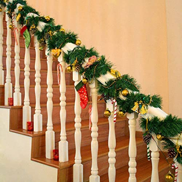 Tannengirlande Weihnachtsgirlande Kunststoff Grün für Außen und Treppe, Weihnachtsdeko Girlande Weihnachten - 5m - 6