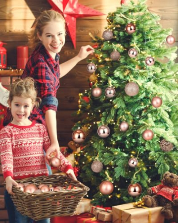 TIDEVAN 100 Stück Weihnachtskugeln aus Kunststoff,Roségold Weihnachtsbaum Bruchsichere Ornamente Glänzend Glitzernd Dekokugeln Weihnachtskugeln Set Kleine Weihnachtskugeln mit Lanyard für Weihnachten - 7
