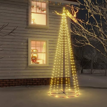 vidaXL LED Weihnachtsbaum Kegelform Tannenbaum Lichterbaum Weihnachtsdeko Stern Beleuchtung Außen Beleuchtet Lichterkette Warmweiß 310 LEDs 100x300cm - 2