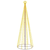 vidaXL LED Weihnachtsbaum Kegelform Tannenbaum Lichterbaum Weihnachtsdeko Stern Beleuchtung Außen Beleuchtet Lichterkette Warmweiß 310 LEDs 100x300cm - 1