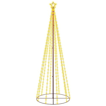 vidaXL LED Weihnachtsbaum Kegelform Tannenbaum Lichterbaum Weihnachtsdeko Stern Beleuchtung Außen Beleuchtet Lichterkette Warmweiß 310 LEDs 100x300cm - 3
