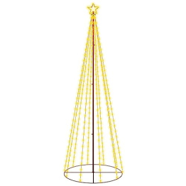 vidaXL LED Weihnachtsbaum Kegelform Tannenbaum Lichterbaum Weihnachtsdeko Stern Beleuchtung Außen Beleuchtet Lichterkette Warmweiß 310 LEDs 100x300cm - 1