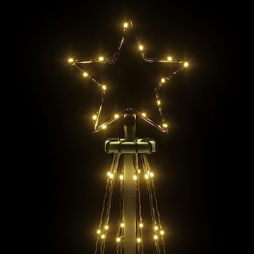 vidaXL LED Weihnachtsbaum Kegelform Tannenbaum Lichterbaum Weihnachtsdeko Stern Beleuchtung Außen Beleuchtet Lichterkette Warmweiß 310 LEDs 100x300cm - 6