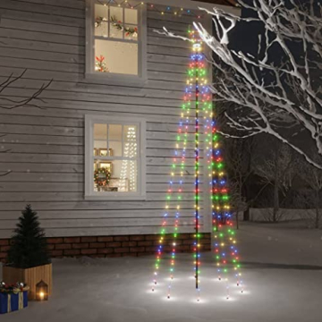 vidaXL LED Weihnachtsbaum mit Erdnägeln Lichterbaum Weihnachtsdeko Stern Beleuchtung Außen Beleuchtet Lichterkette Warmweiß 108 LEDs 180cm - 3