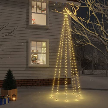 vidaXL LED Weihnachtsbaum mit Erdnägeln Lichterbaum Weihnachtsdeko Stern Beleuchtung Außen Beleuchtet Lichterkette Warmweiß 108 LEDs 180cm - 4