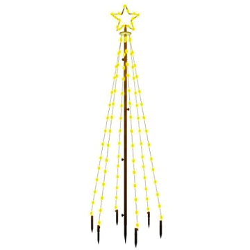 vidaXL LED Weihnachtsbaum mit Erdnägeln Lichterbaum Weihnachtsdeko Stern Beleuchtung Außen Beleuchtet Lichterkette Warmweiß 108 LEDs 180cm - 1