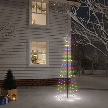 vidaXL LED Weihnachtsbaum mit Erdnägeln Lichterbaum Weihnachtsdeko Stern Beleuchtung Außen Beleuchtet Lichterkette Warmweiß 108 LEDs 180cm - 6