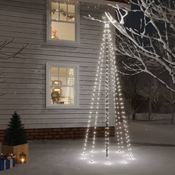 vidaXL LED Weihnachtsbaum mit Erdnägeln Lichterbaum Weihnachtsdeko Stern Beleuchtung Außen Beleuchtet Lichterkette Warmweiß 108 LEDs 180cm - 7