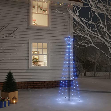 vidaXL LED Weihnachtsbaum mit Erdnägeln Lichterbaum Weihnachtsdeko Stern Beleuchtung Außen Beleuchtet Lichterkette Warmweiß 108 LEDs 180cm - 9