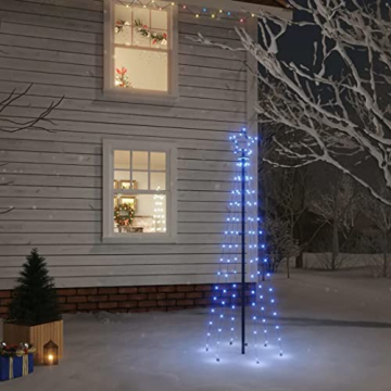 vidaXL LED Weihnachtsbaum mit Erdnägeln Lichterbaum Weihnachtsdeko Stern Beleuchtung Außen Beleuchtet Lichterkette Warmweiß 108 LEDs 180cm - 9