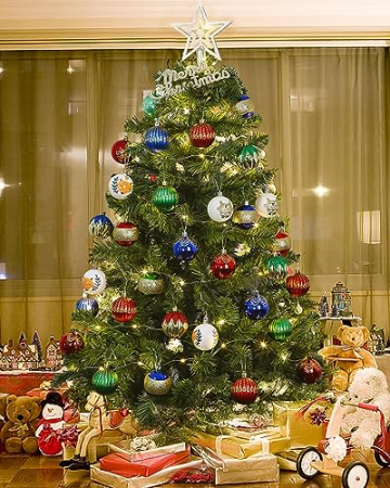 Weihnachtskugeln Kunststoff,Weihnachtsdeko,Weihnachtsbaumschmuck,Christbaumkugeln,Plastik Weihnachtskugeln,16 Stück Weihnachtskugeln,An Einem Weihnachtsbaum Hängen (Weiß+Hellgrün) - 5