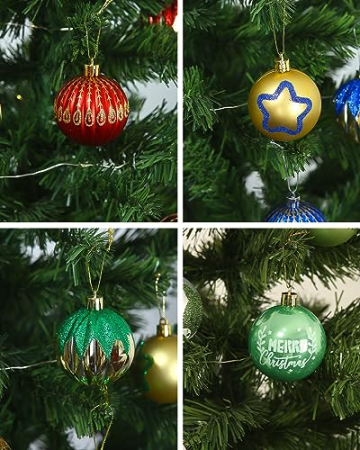 Weihnachtskugeln Kunststoff,Weihnachtsdeko,Weihnachtsbaumschmuck,Christbaumkugeln,Plastik Weihnachtskugeln,16 Stück Weihnachtskugeln,An Einem Weihnachtsbaum Hängen (Weiß+Hellgrün) - 6