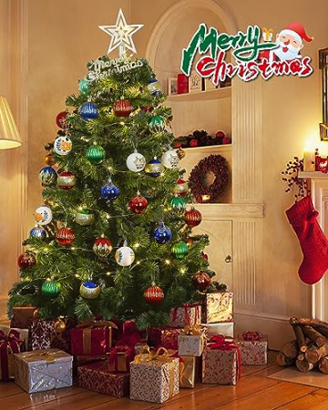 Weihnachtskugeln Kunststoff,Weihnachtsdeko,Weihnachtsbaumschmuck,Christbaumkugeln,Plastik Weihnachtskugeln,16 Stück Weihnachtskugeln,An Einem Weihnachtsbaum Hängen (Weiß+Hellgrün) - 7