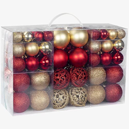 Weihnachtskugeln Rot Gold Weihnachtsbaumkugeln 100 Stück Christbaumkugeln Set Weihnachtskugeln Kunststoff für Weihnachtsdeko und Christbaumschmuck - 1