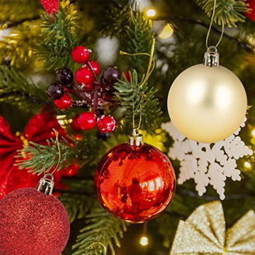 Weihnachtskugeln Rot Gold Weihnachtsbaumkugeln 100 Stück Christbaumkugeln Set Weihnachtskugeln Kunststoff für Weihnachtsdeko und Christbaumschmuck - 5
