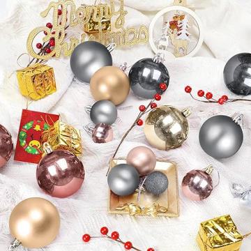 Weihnachtskugeln Weihnachtsbaumschmuck (101 Stücke) Weihnachtskugeln Kunststoff, Christbaumschmuck Weihnachtskugeln Set,Tannenbaumschmuck, Weihnachtskugeln Grau - 4