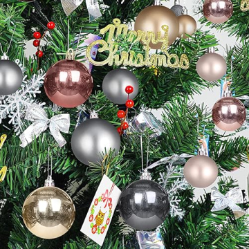Weihnachtskugeln Weihnachtsbaumschmuck (101 Stücke) Weihnachtskugeln Kunststoff, Christbaumschmuck Weihnachtskugeln Set,Tannenbaumschmuck, Weihnachtskugeln Grau - 5